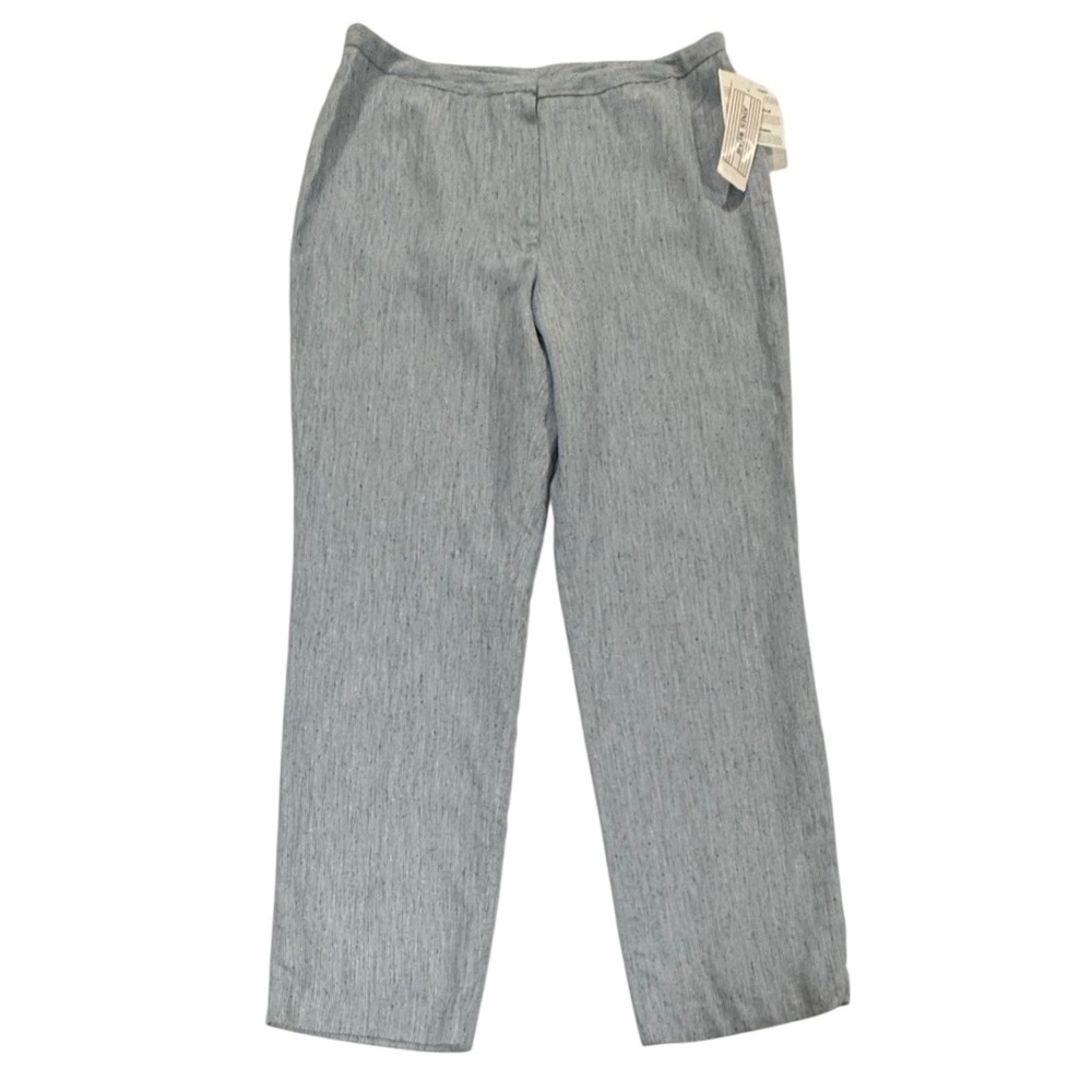 Jones Wear Voyage Blue Silk Wool Blend Straight Leg Pants Trousers 16 NWT USA